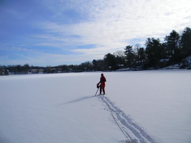 2nd Lieutenant Wassil making his way out on to the ice to make a hole