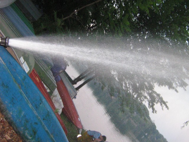 Keeping the water flowing--24-2-3 shoots water back into Lake Peekskill.