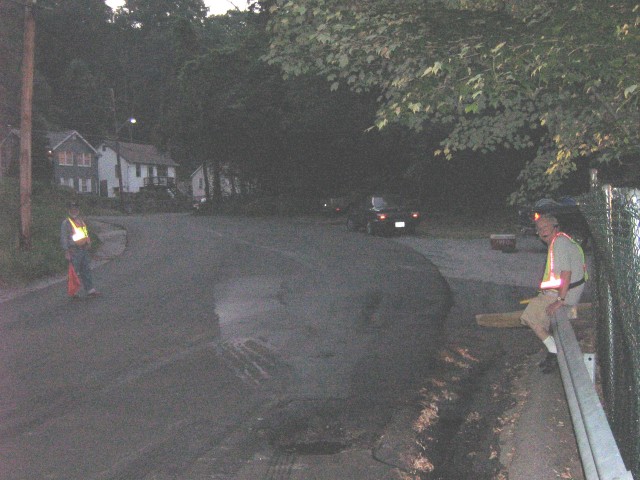 Fire police Blummer and Marro secure the scene during our June drill.