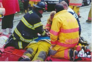 Firefighter goes down during the operation